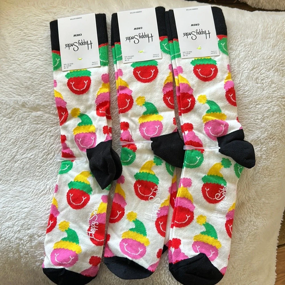 🥷🏿🥷🏿🥷🏿HAPPY SOCKS!!! BUNDLE 5 PAIR OF CREW SOCKS - Picture 1 of 5
